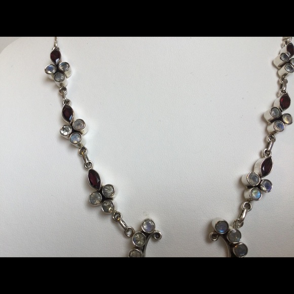 NWT Moonstone Garnet 925 Sterling Silver Necklace - Picture 3 of 6